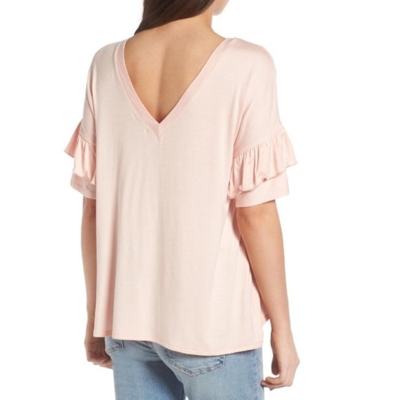 Chelsea28 Ruffle Sleeve Tee Peach - Picture 2 of 6